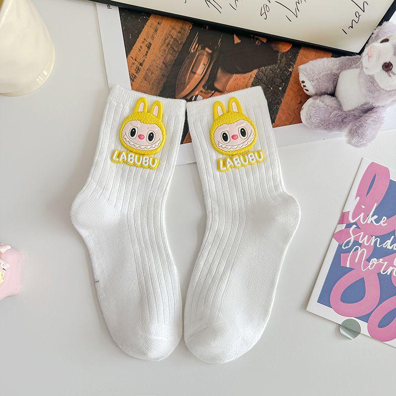 Labubu Cotton Mid-Calf Kids Socks – Soft Character Socks White