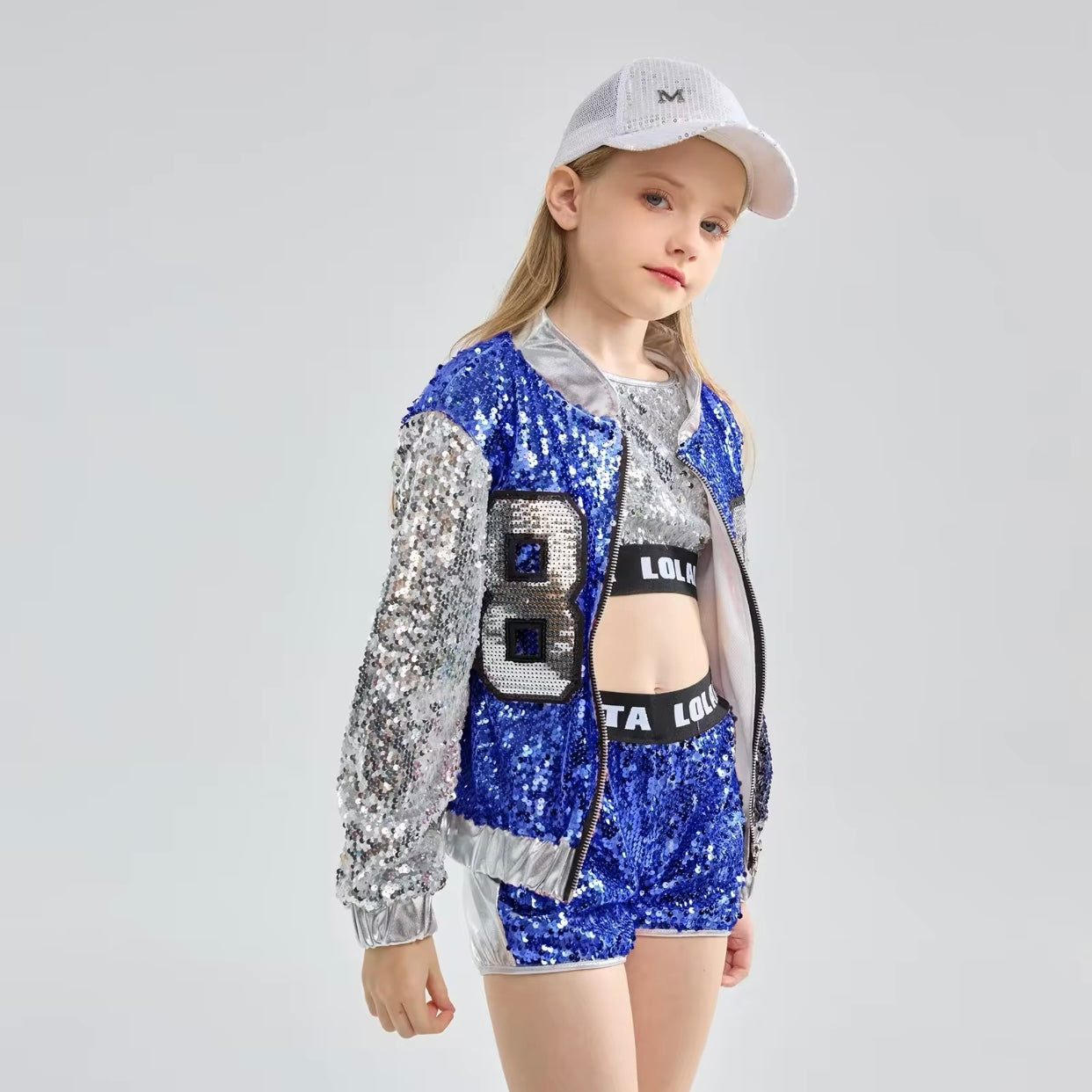 Girls Sequin Jacket Shorts & Top Set (Age 4-14YRS)
