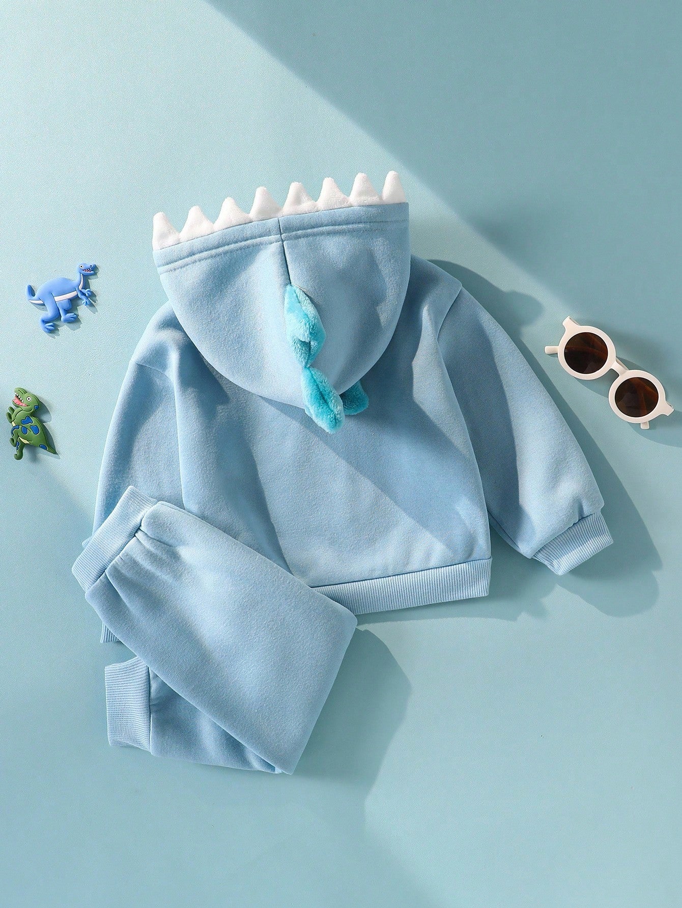 Baby/Toddler Boys Dinosaur Toddler Outfit – 3D Embroidered Furry Hoodie & Pants Set | Age 6m-3 YRS