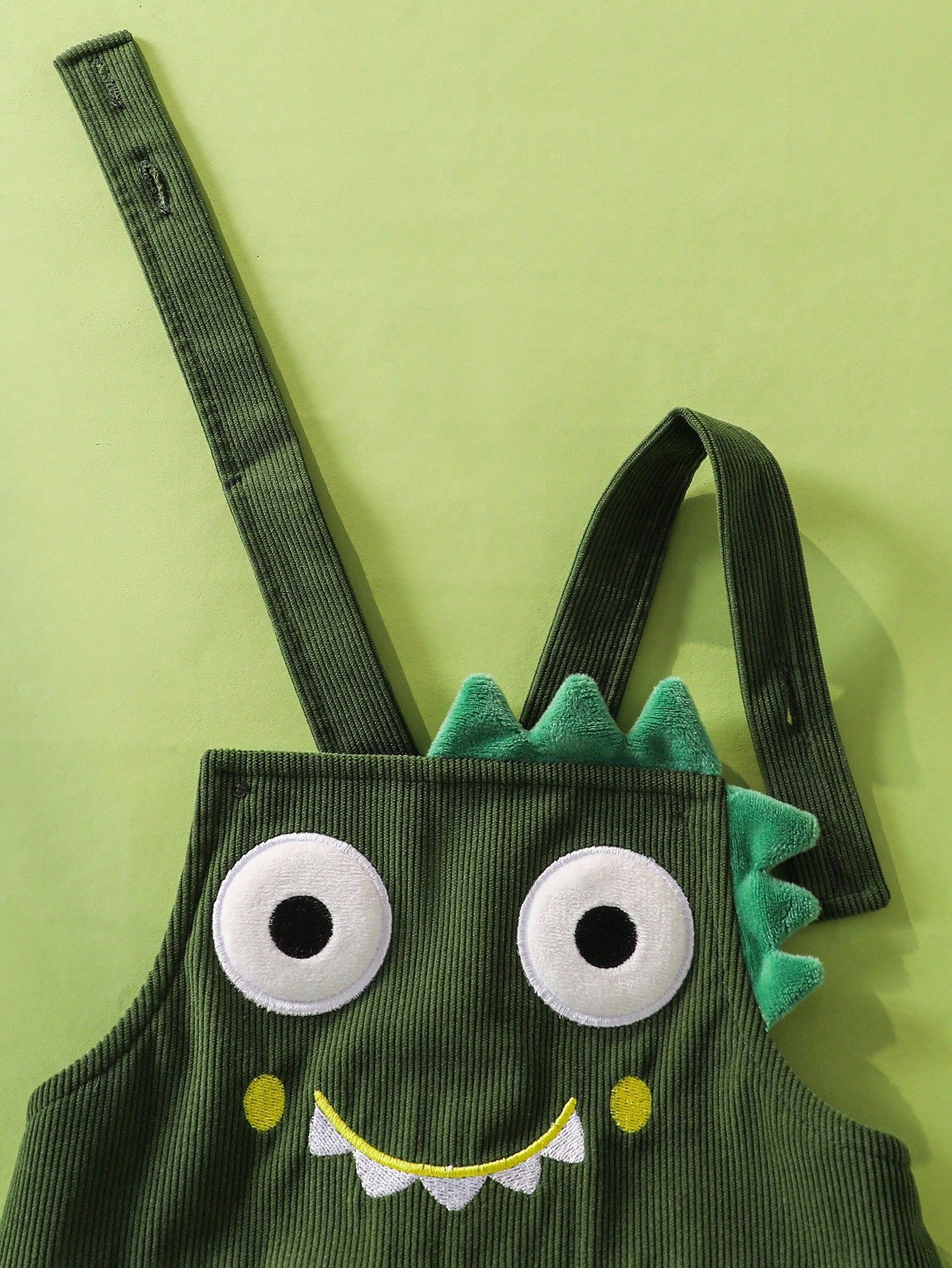 Baby Dinosaur Embroidery Halloween Outfit – 2PC Striped T-Shirt & Corduroy Overalls Set | Ages 6M–24M