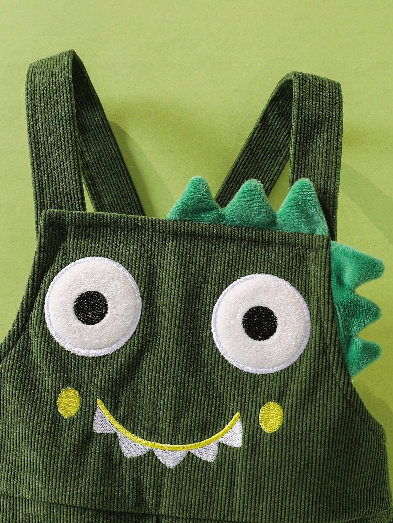 Baby Dinosaur Embroidery Halloween Outfit – 2PC Striped T-Shirt & Corduroy Overalls Set | Ages 6M–24M