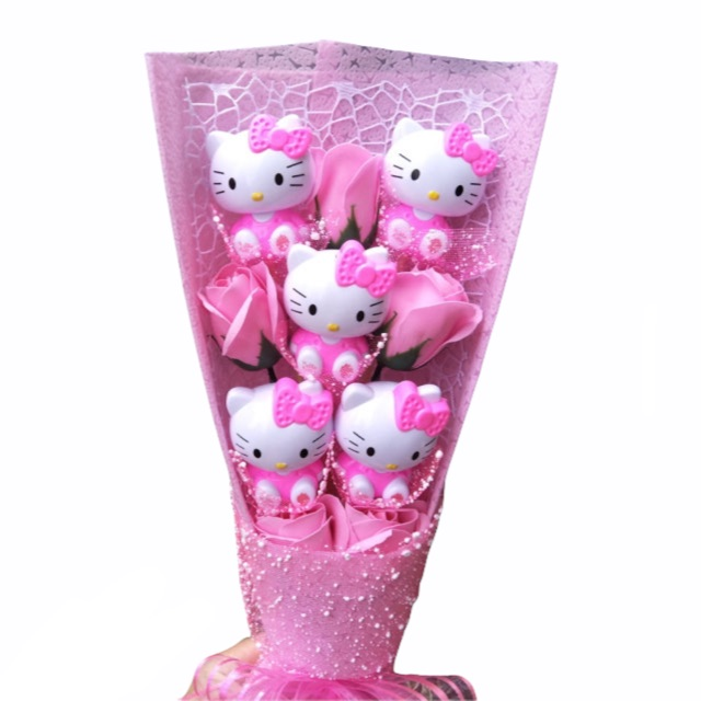 Hello Kitty Figurines Flower Gift Bouquet – Sanrio-Inspired Keepsake Arrangement