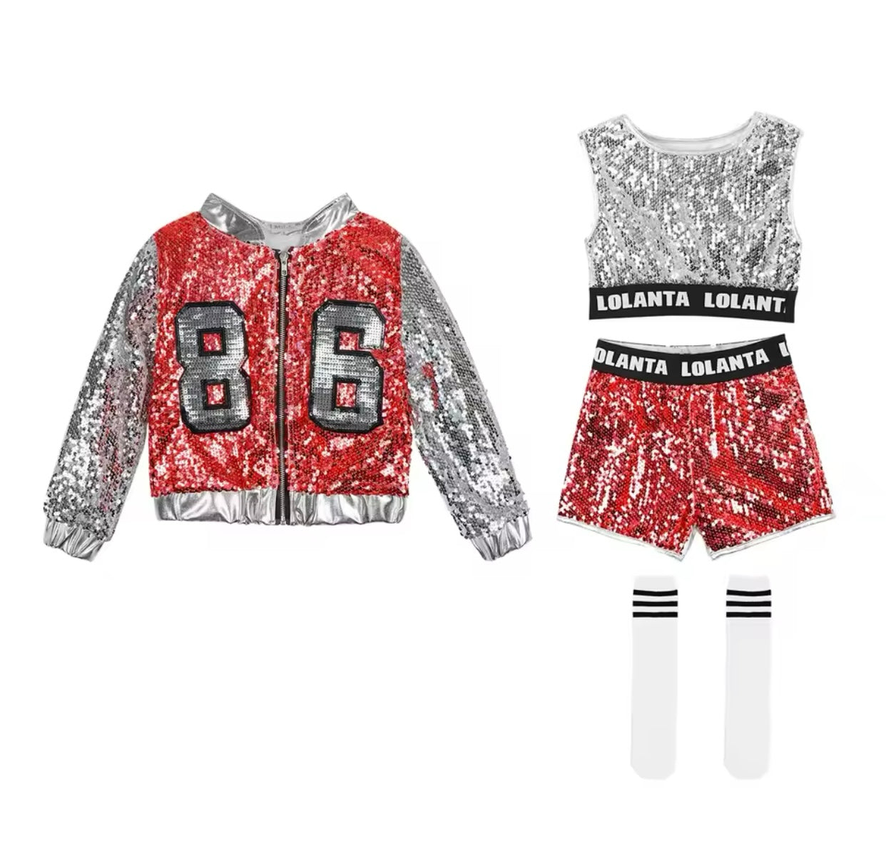 Girls Sequin Jacket Shorts & Top Set (Age 4-14YRS)