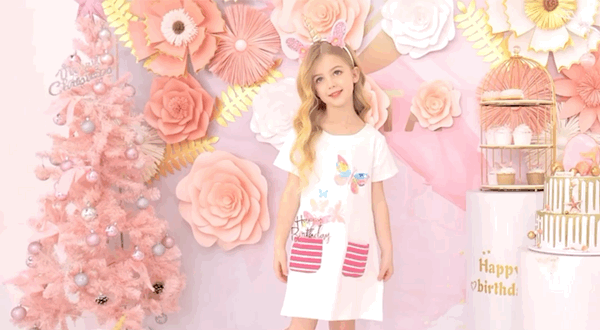 Girls White T-Shirt Dress (Age 3Y-6Y)