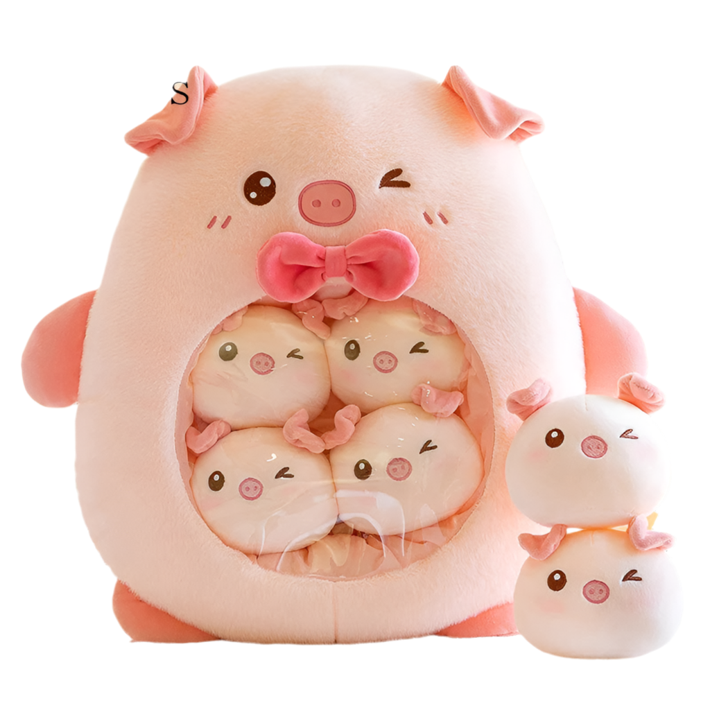 Plush Panda Koala Capybara Pudding Bag Stuffed Toy 35-50cm Pink Pig