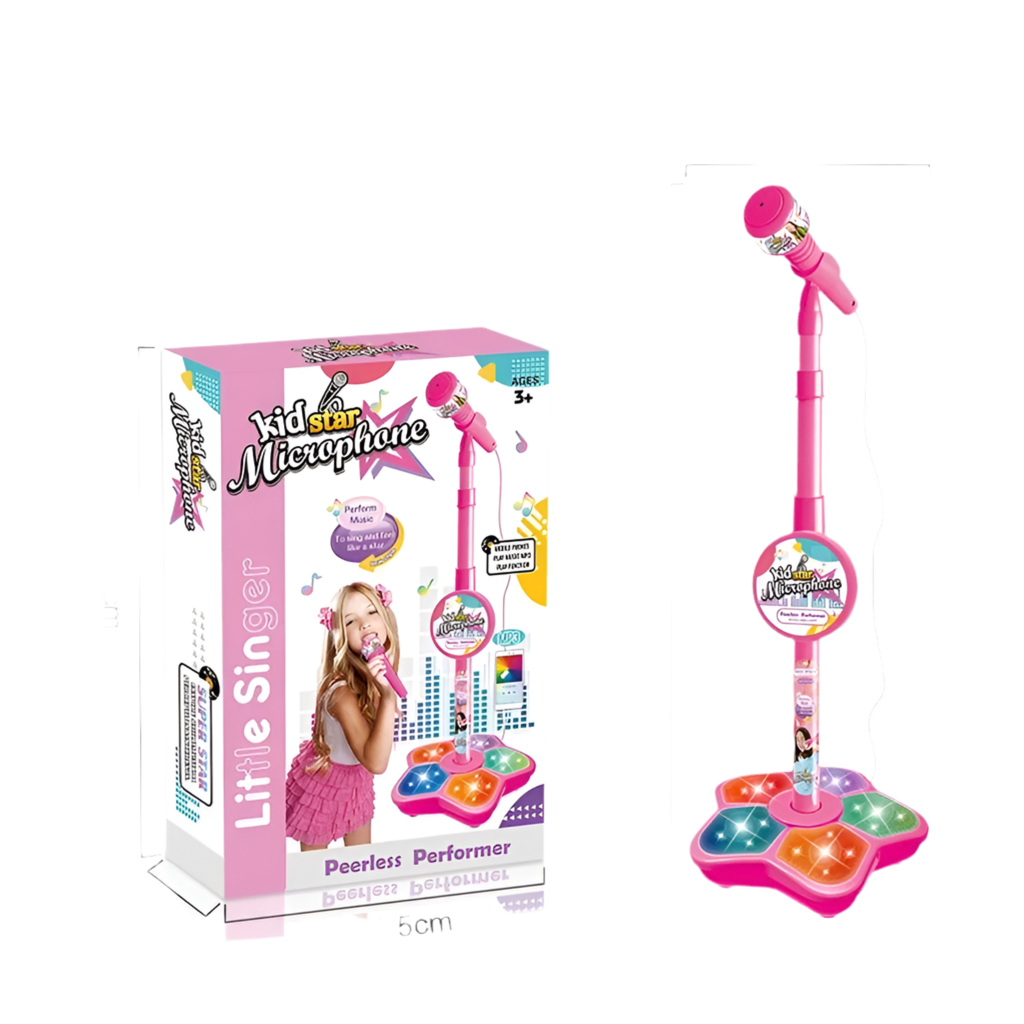 Kids Rocking-Roll Microphone with Stand Toy Pink