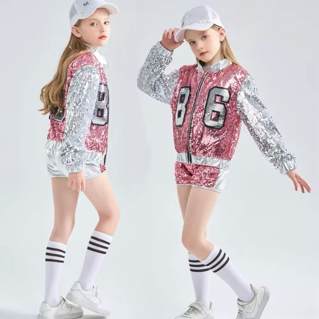 Girls Sequin Jacket Shorts & Top Set (Age 4-14YRS)