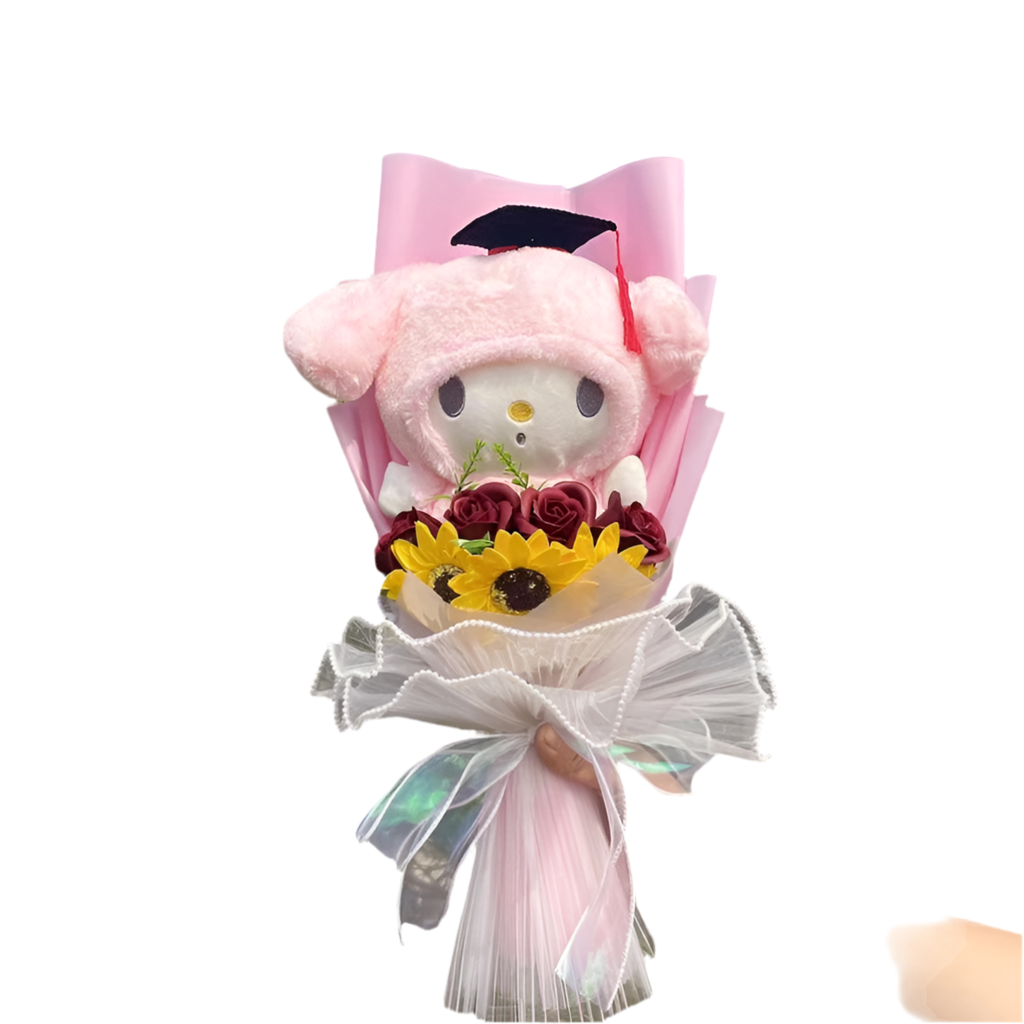 Sanrio Graduation Plush Flower Gift Bouquet – My Melody, Kuromi & Cinnamoroll
