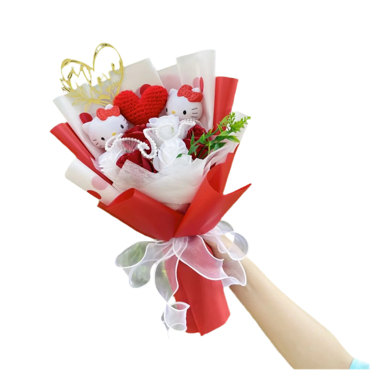 Hello Kitty Plush Flower Gift Bouquet – 35cm in Gift Box | Sanrio-Inspired Keepsake Arrangement 6