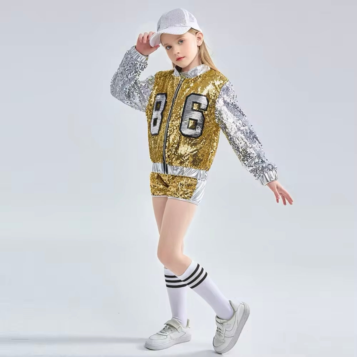 Girls Sequin Jacket Shorts & Top Set (Age 4-14YRS)