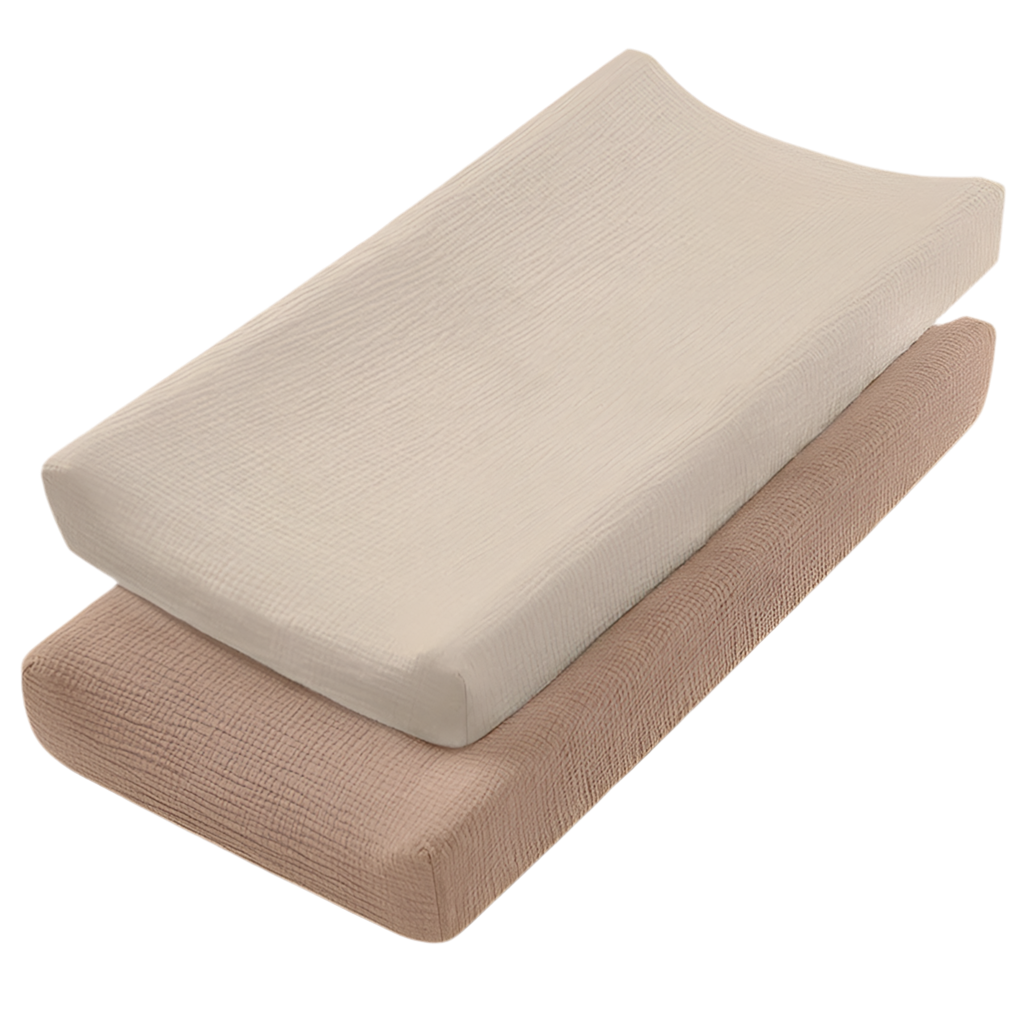Muslin Changing Pad Cover for Changing Table (Set of 2) Sand Brown
