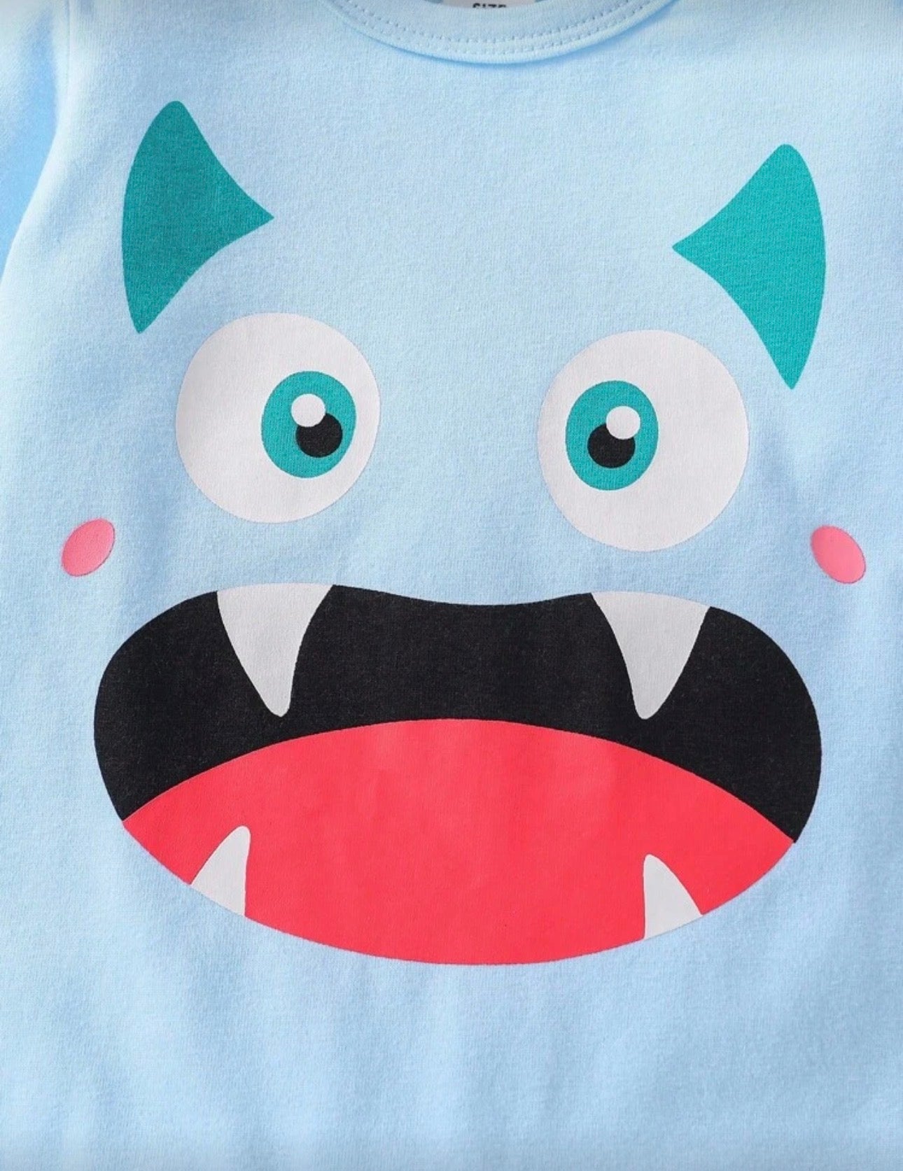 Baby Monster Halloween Costume Outfit Set – Colorful Romper & 3D Horn Hat | Embroidered Eyes | Newborn - 9M