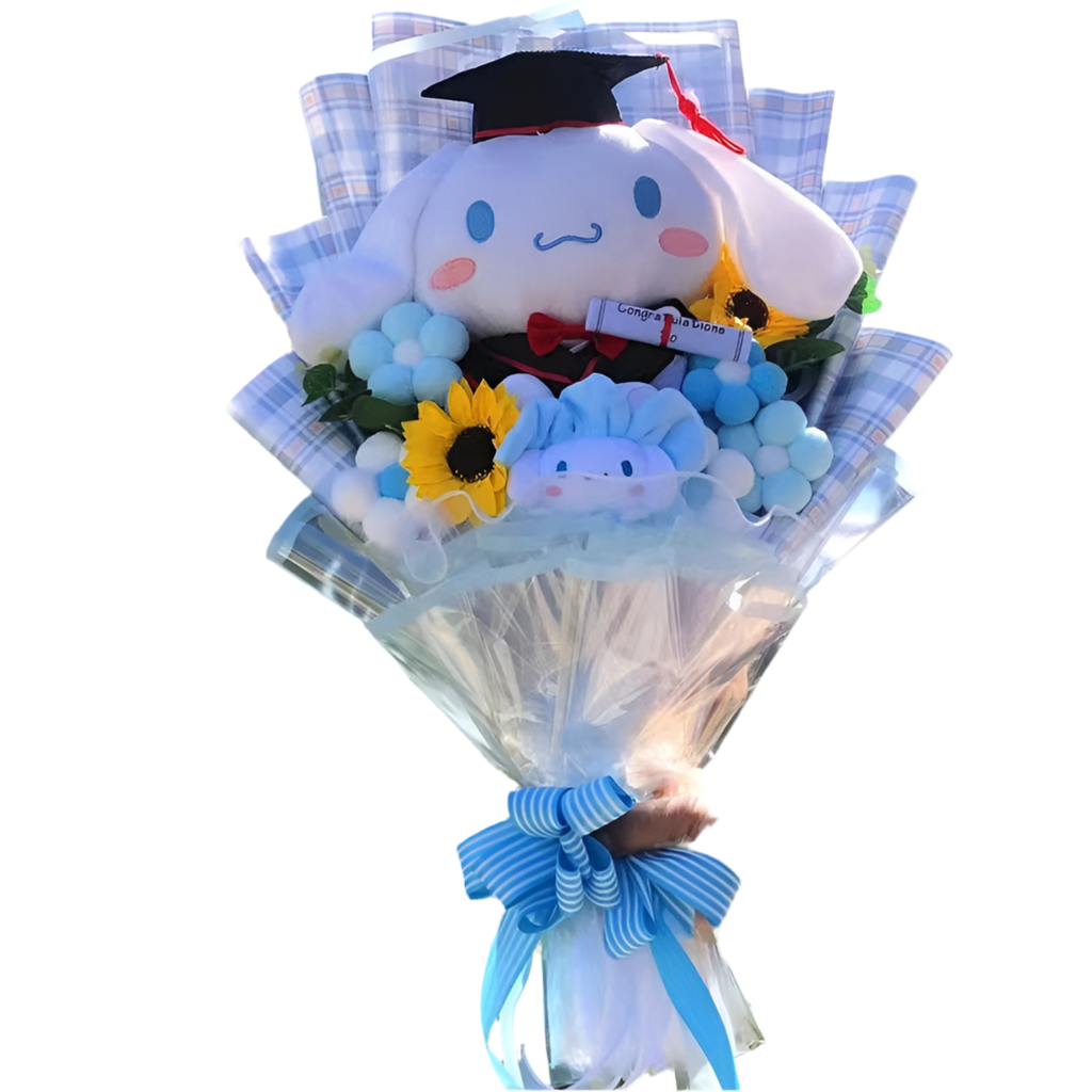 Sanrio Graduation Plush Flower Gift Bouquet – My Melody, Kuromi & Cinnamoroll