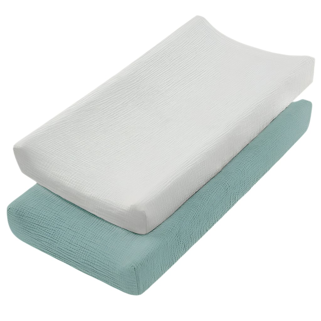 Muslin Changing Pad Cover for Changing Table (Set of 2) Grey Green