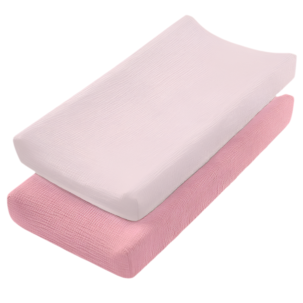 Muslin Changing Pad Cover for Changing Table (Set of 2) Pink Blush