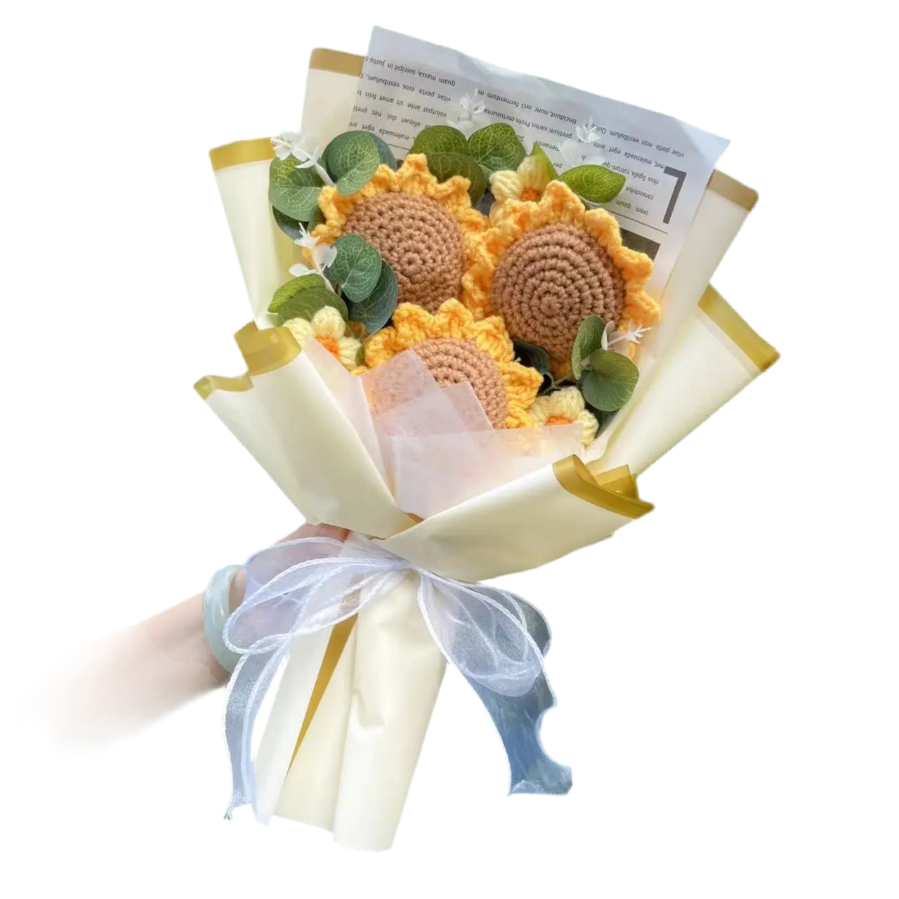 Plush Knitted Flower Gift Bouquet – Sunflowers, Tulips & Roses | Crochet Arrangement in Gift Box 2