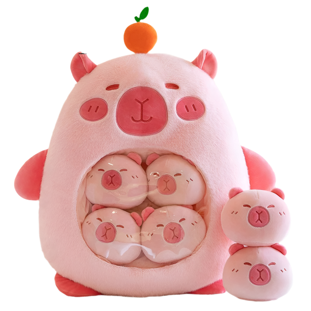 Plush Panda Koala Capybara Pudding Bag Stuffed Toy 35-50cm Light Pink Capybara