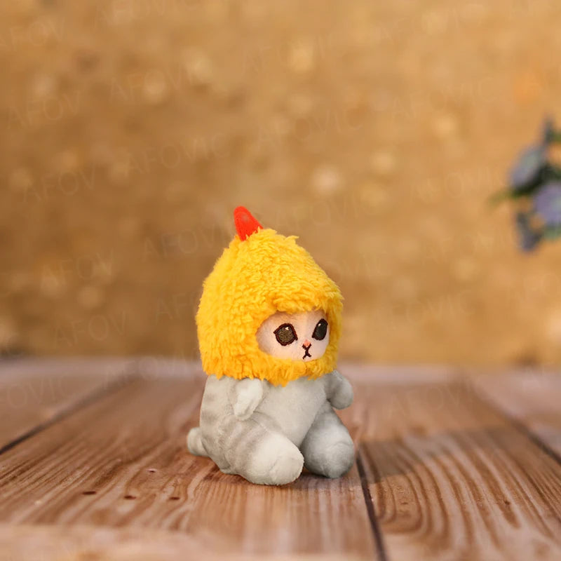 Kawaii Anime Hobby Tempura Fried Shrimp Shark Cat Plush Doll Yellow
