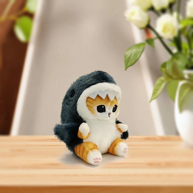 Kawaii Anime Hobby Tempura Fried Shrimp Shark Cat Plush Doll Blue