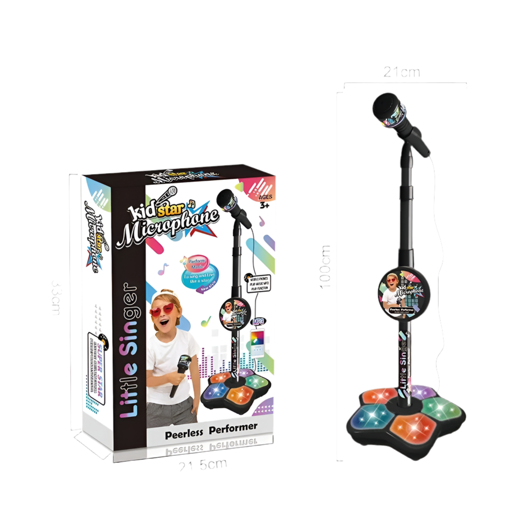 Kids Rocking-Roll Microphone with Stand Toy Black