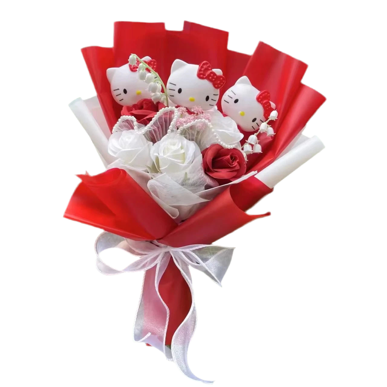Hello Kitty Plush Flower Gift Bouquet – 35cm in Gift Box | Sanrio-Inspired Keepsake Arrangement 12