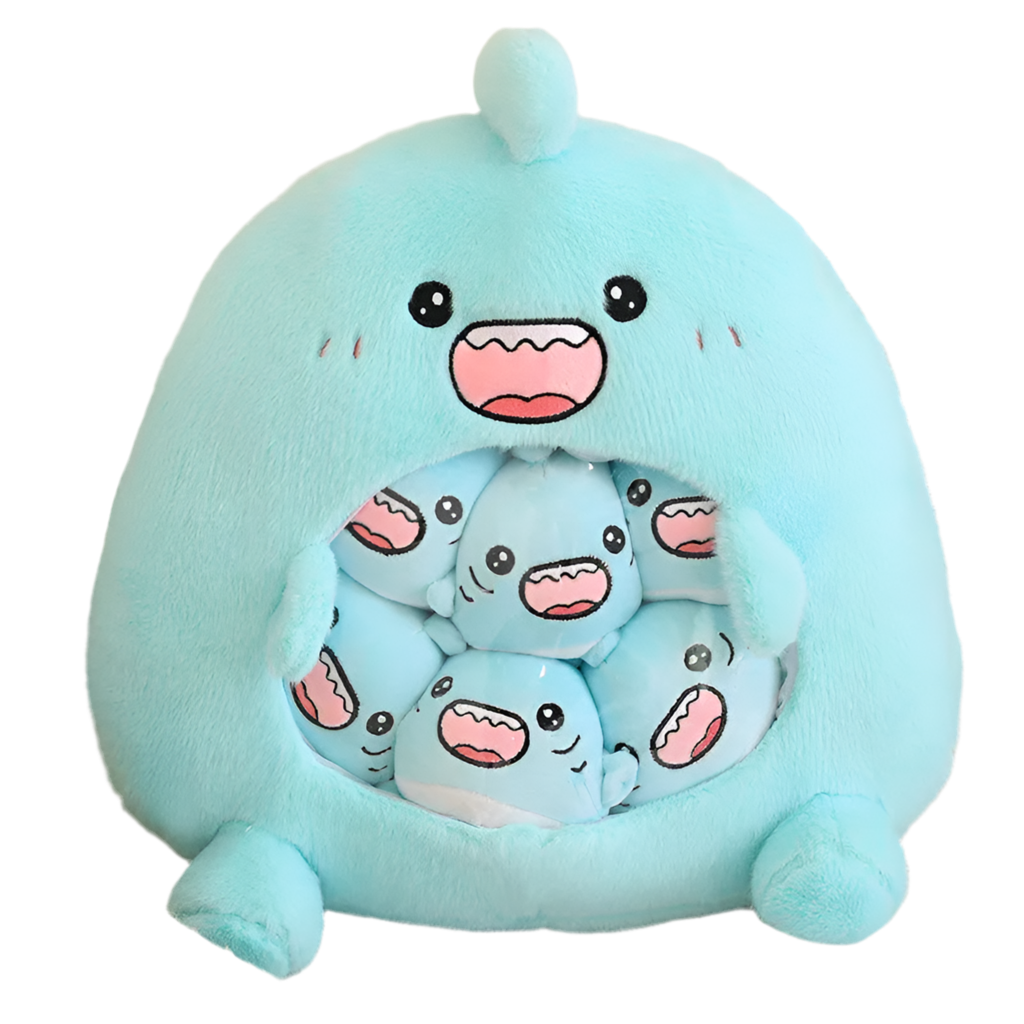 Plush Panda Koala Capybara Pudding Bag Stuffed Toy 35-50cm Blue Shark