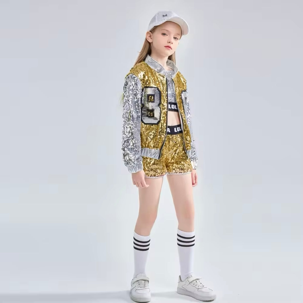 Girls Sequin Jacket Shorts & Top Set (Age 4-14YRS)