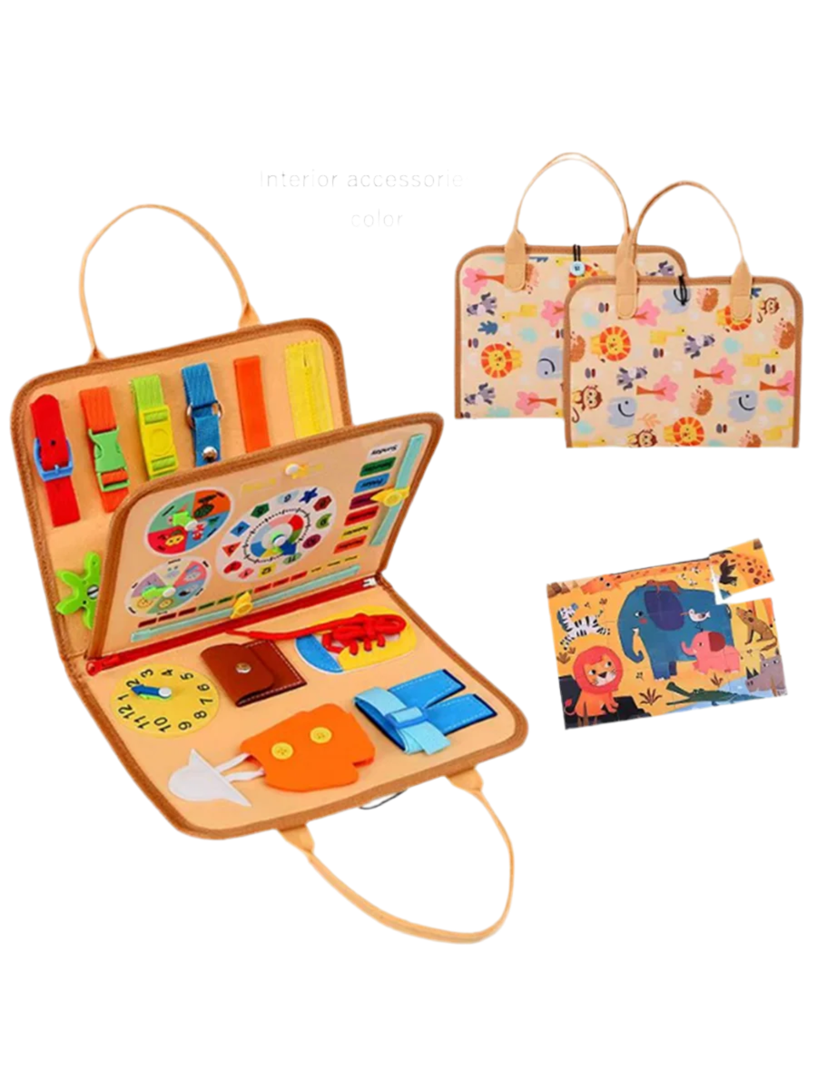 Montessori Busy Board Educational Activity Developing Sensory Board Fine Basic Dress Motor Skills Travel Toy Gift for Boys Girls