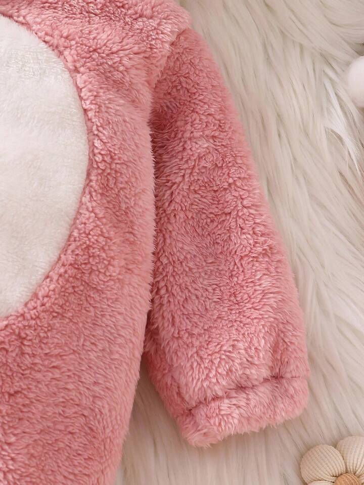 Baby Fleece Hooded Rabbit Romper – 3D Bunny Ears | Long Sleeve & Pants Set (Age Newborn-24M)