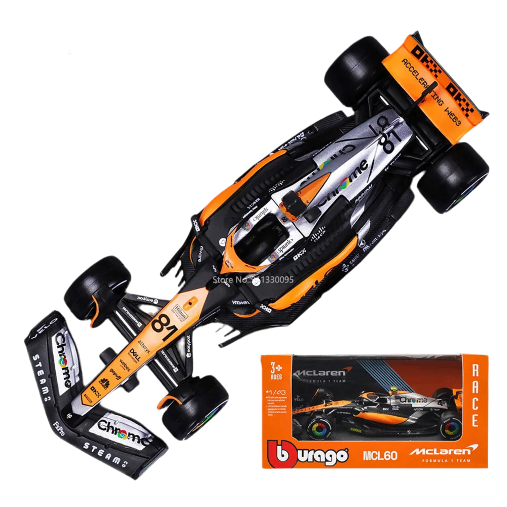 Bburago 1:43 P2 British GP Mclaren F1 MCL60 2023 #4 Lando Norris #81 Oscar Piastri Alloy Car Die Cast Model Toy Collectible