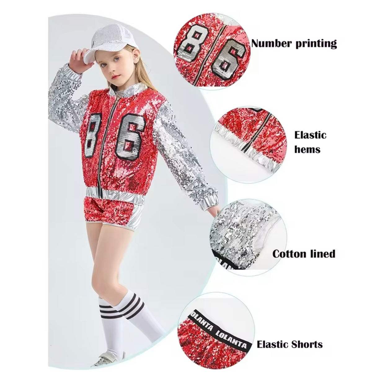 Girls Sequin Jacket Shorts & Top Set (Age 4-14YRS)