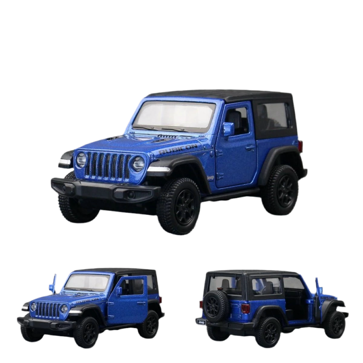 RMZ City 1/36 scale model of a Jeep Wrangler Rubicon Toy Car Blue