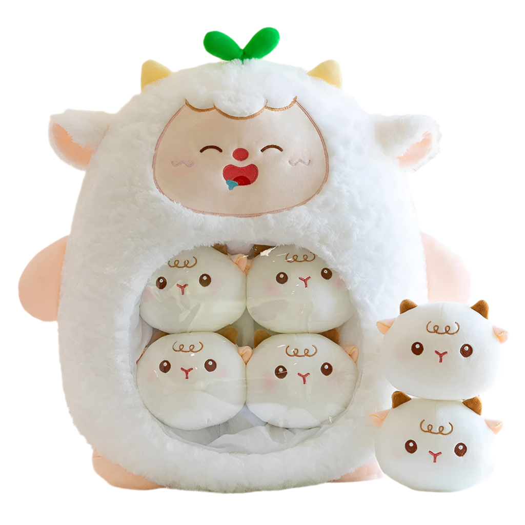 Plush Panda Koala Capybara Pudding Bag Stuffed Toy 35-50cm White Sheep