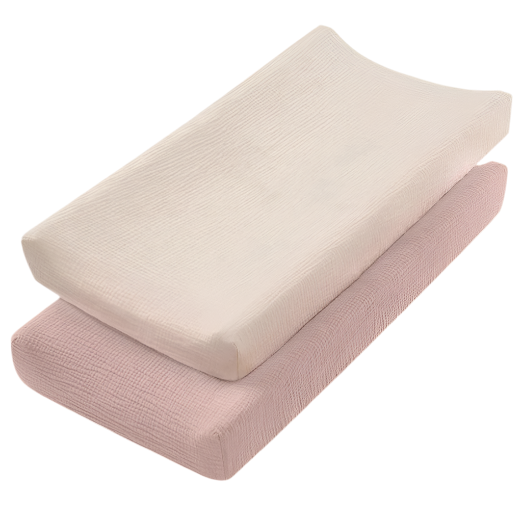 Muslin Changing Pad Cover for Changing Table (Set of 2) Apricot Dusty Lilac