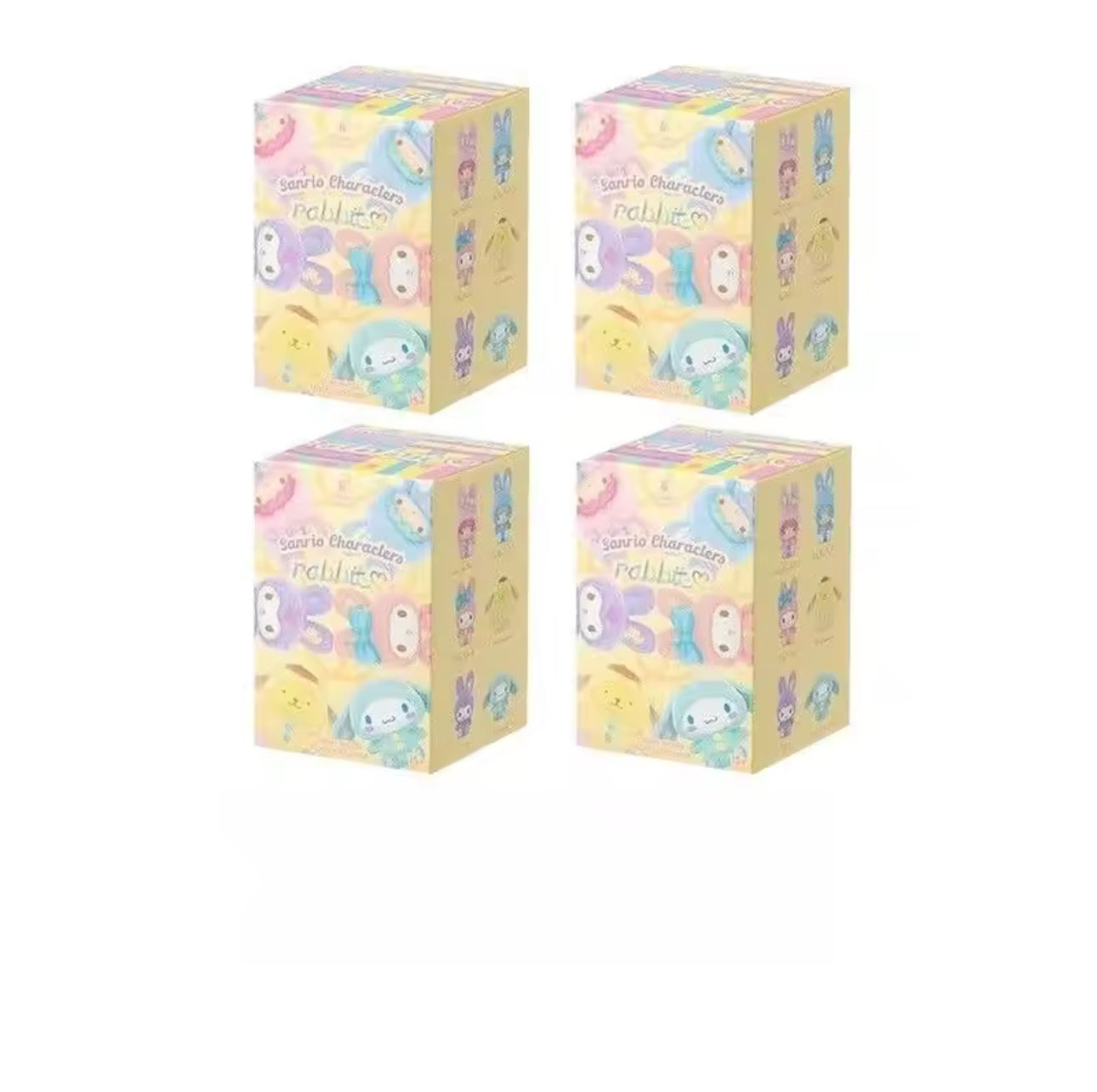 Sanrio Characters Fluffy Rabbit Blind Box Series Figure Model 4 Pack