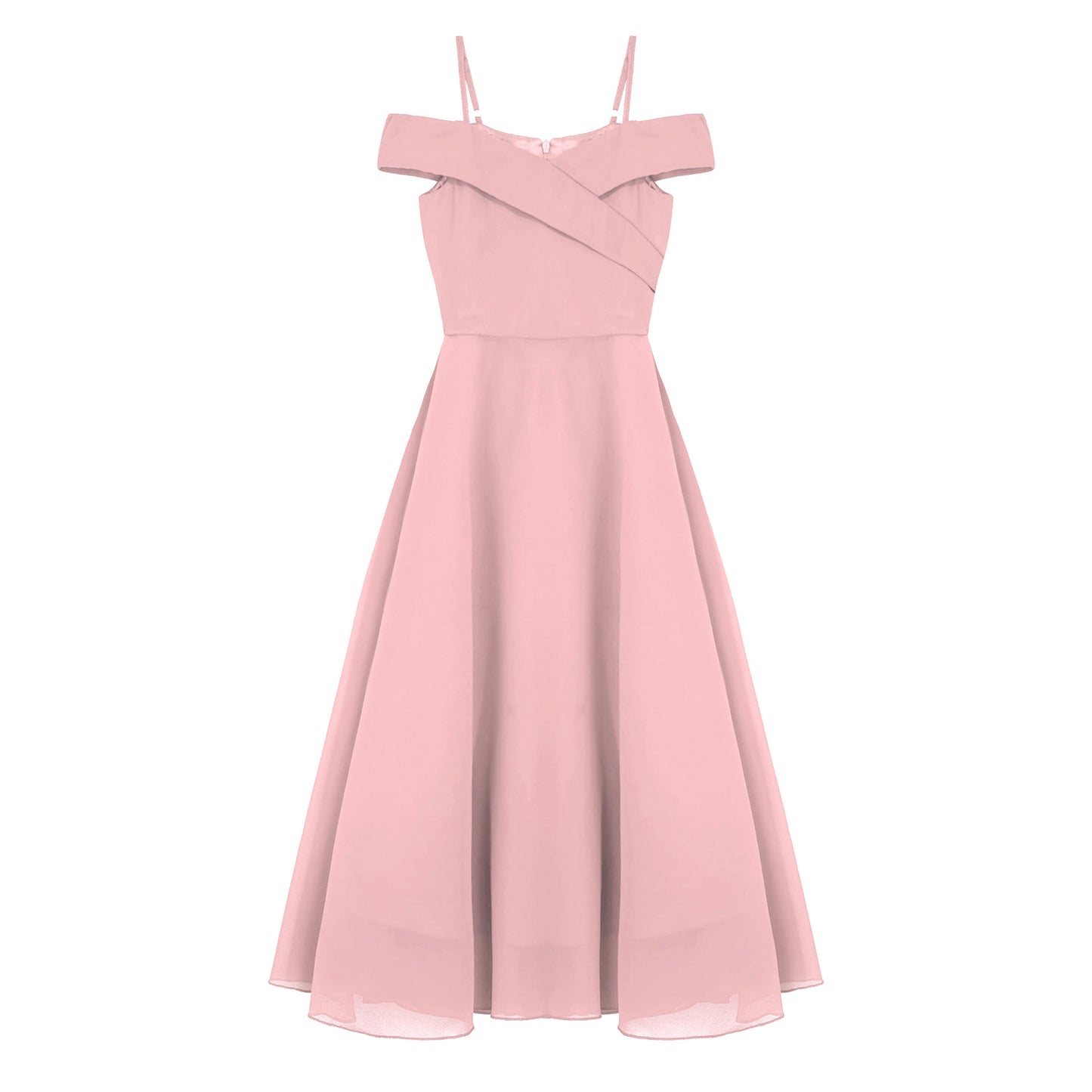 Girls Chiffon Off-the-Shoulder Adjustable A-Line Dress (Age 4-16 YRS)