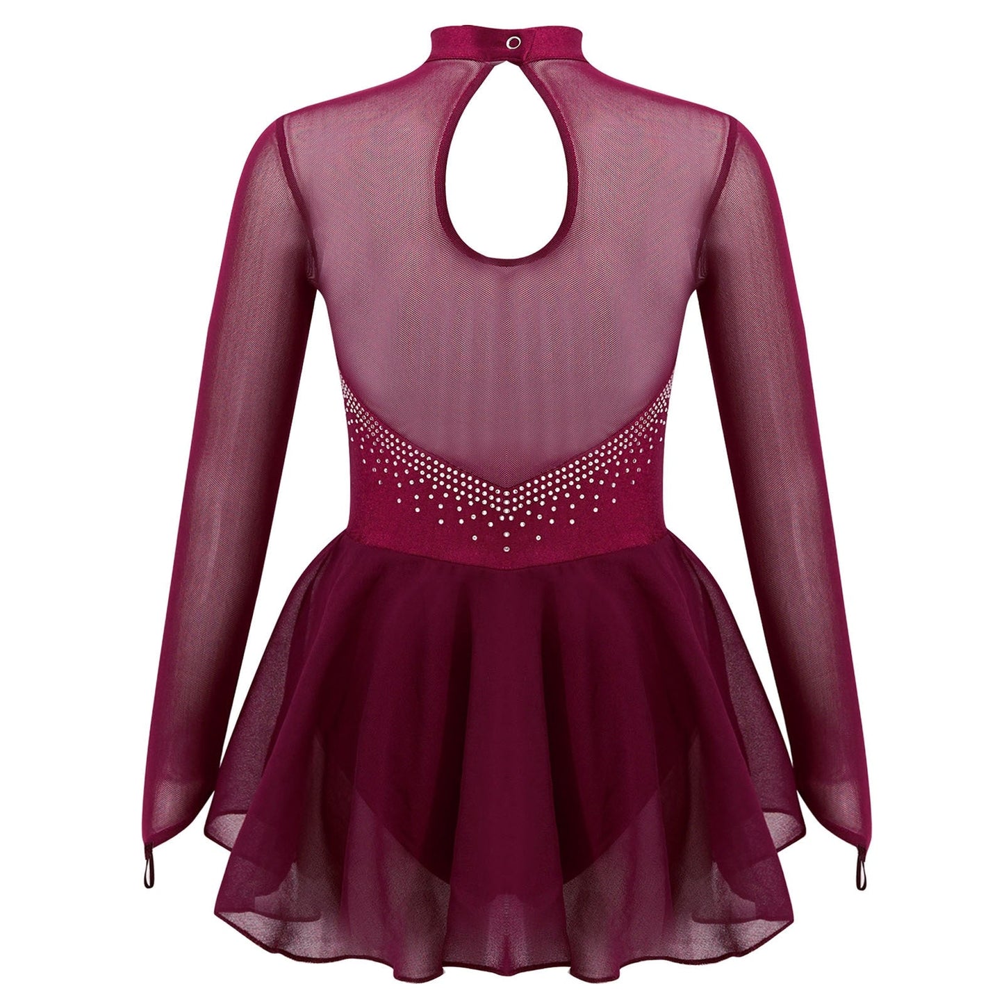 Girls Long Mesh Sleeve Rhinestone Embellished Leotard (Age 6-14YRS)