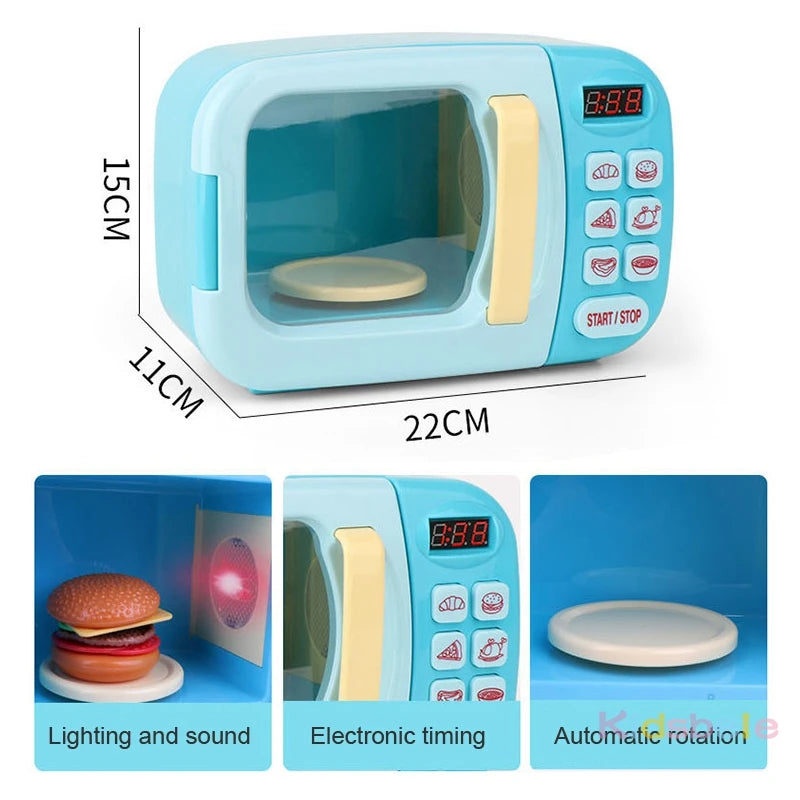 Kid's Kitchen Toys Simulation Microwave Oven Pretend Play