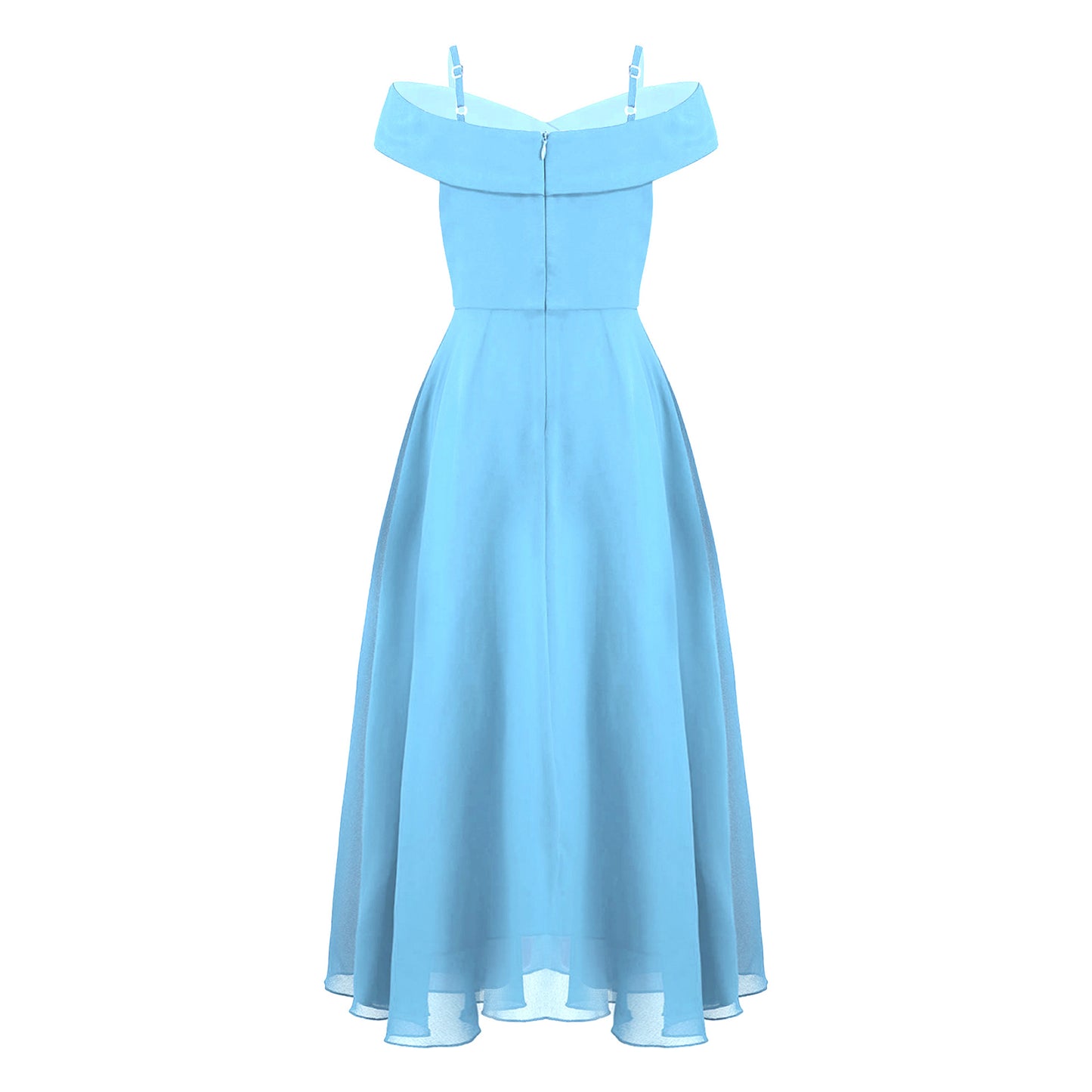 Girls Chiffon Off-the-Shoulder Adjustable A-Line Dress (Age 4-16 YRS)