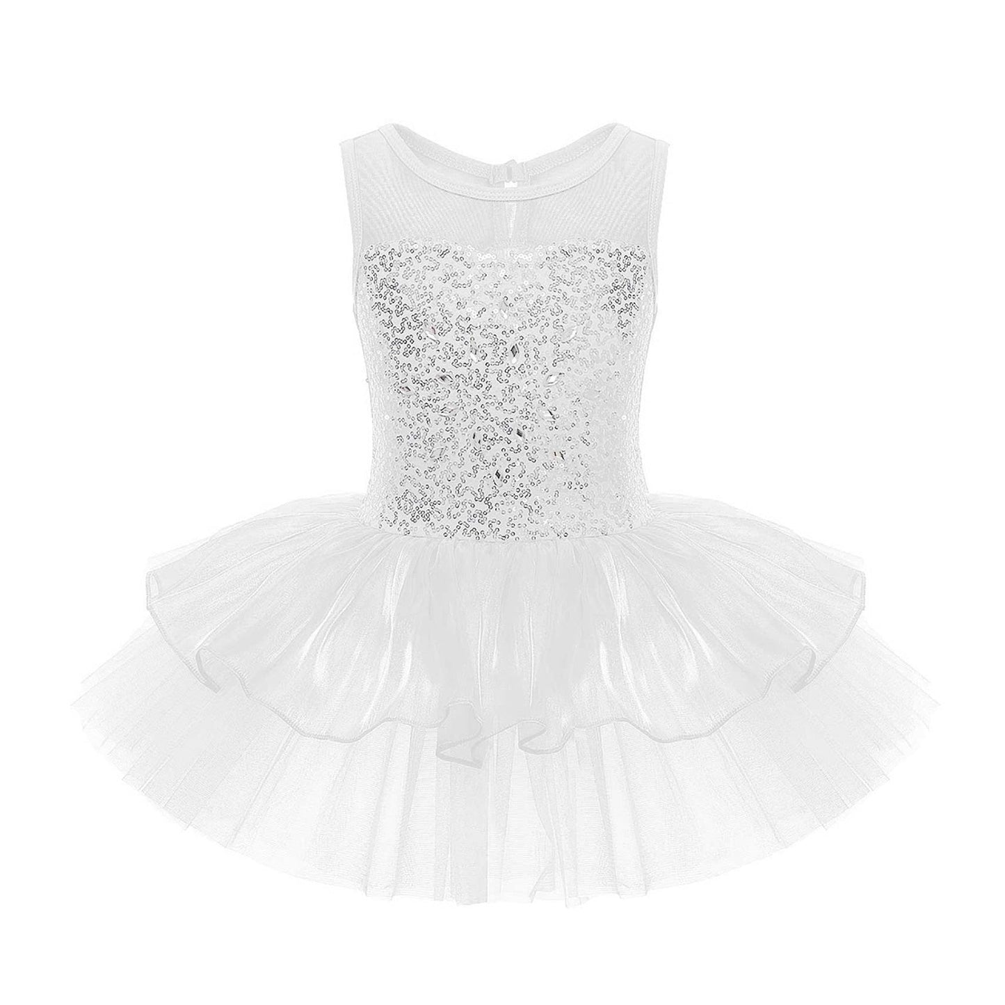 Girls Sequin Ballet Tutu Dress (Age 3-14YRS) White