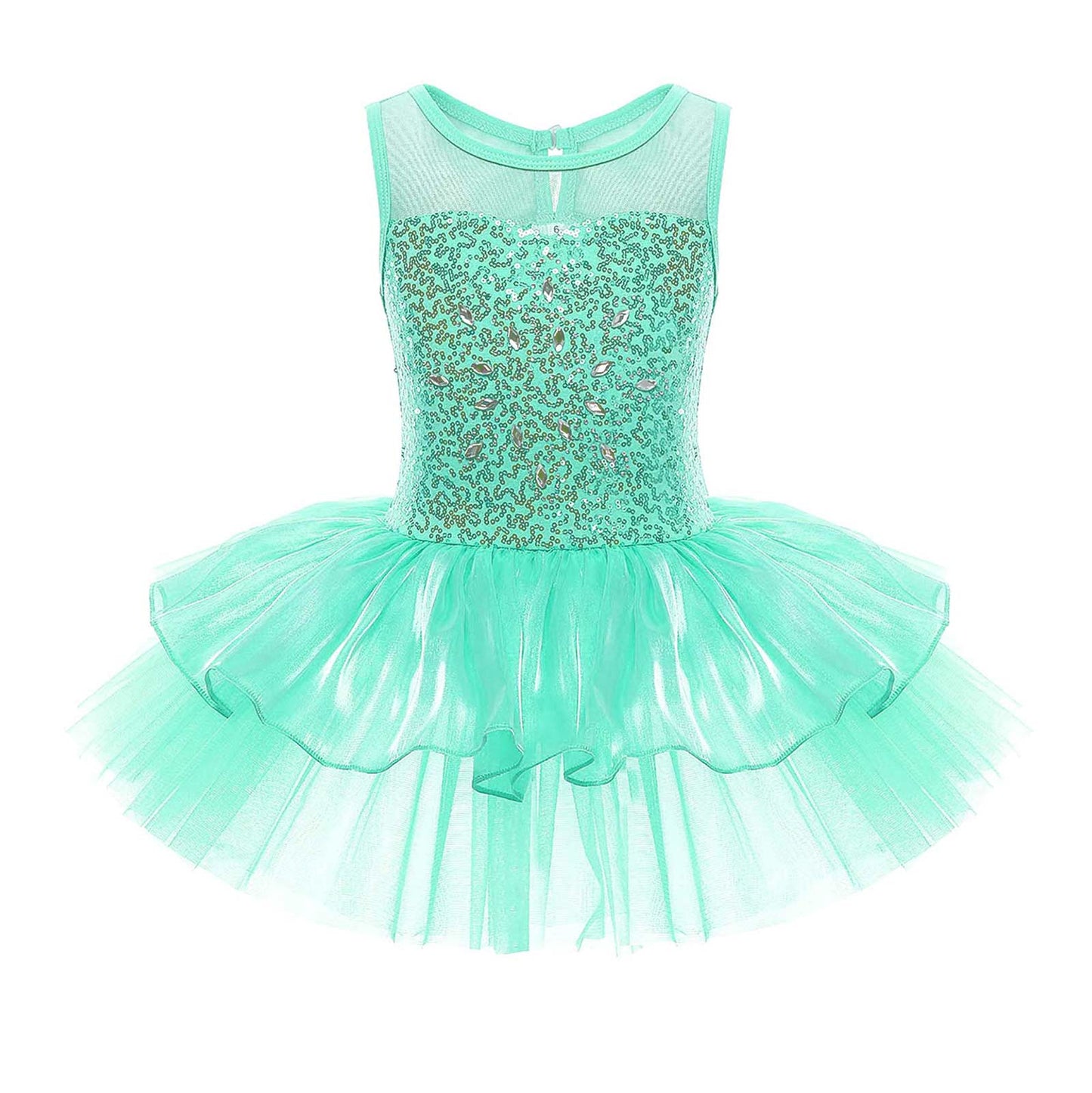 Girls Sequin Ballet Tutu Dress (Age 3-14YRS) Green