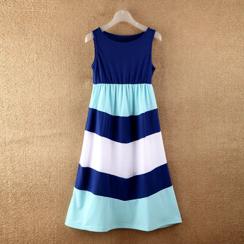 Mother & Daughter Matching Striped Maxi Dress (Mommy & Me)