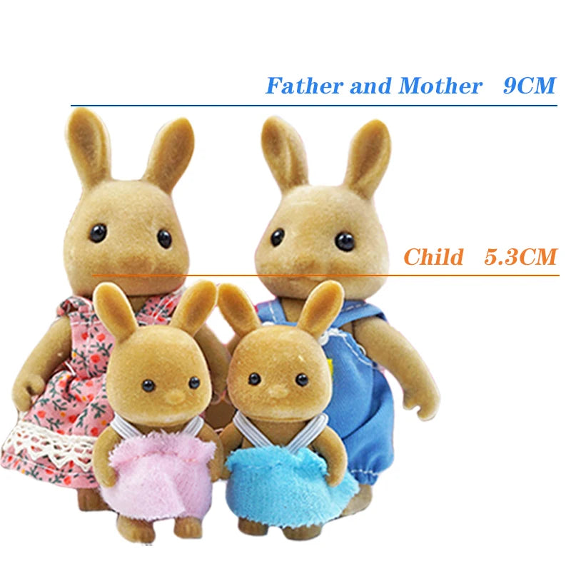 Bunny Familyes Forest Animal 1:12 Scale Dollhouse Miniatures