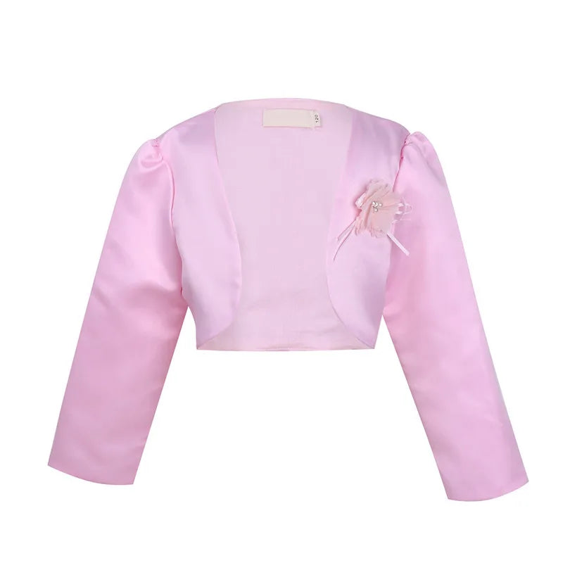 Girls Long Sleeves Bolero Shrug Jacket (Age 12M-10 YRS) Pink