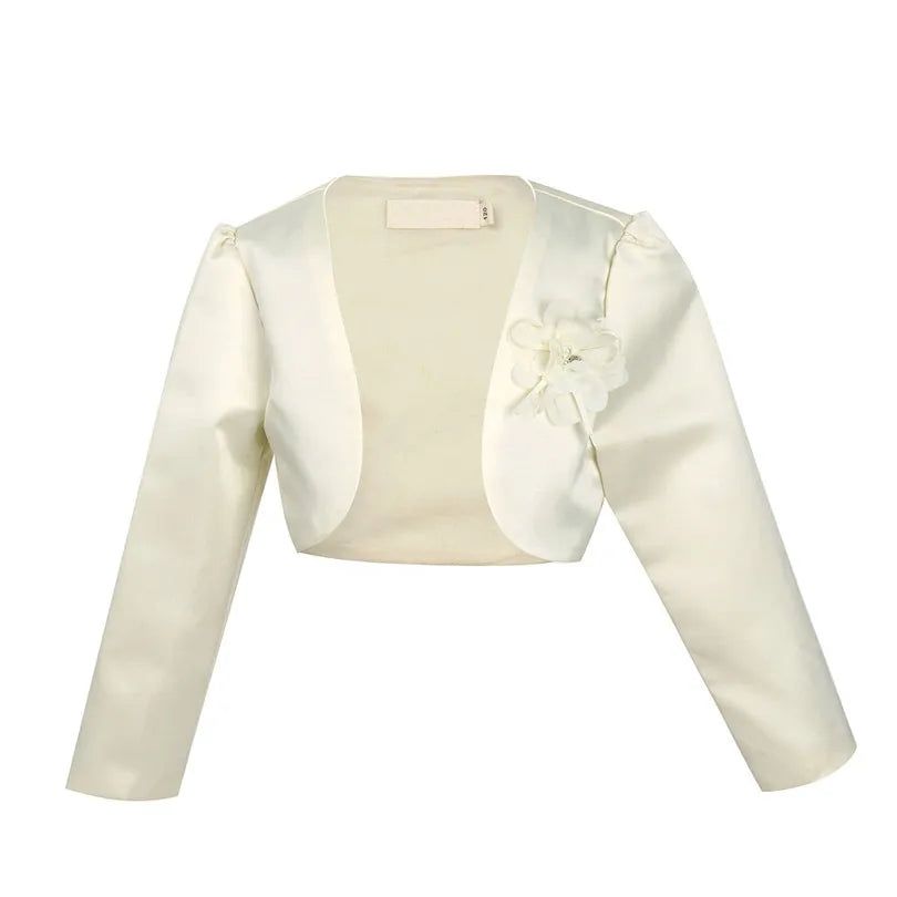 Girls Long Sleeves Bolero Shrug Jacket (Age 12M-10 YRS) Beige
