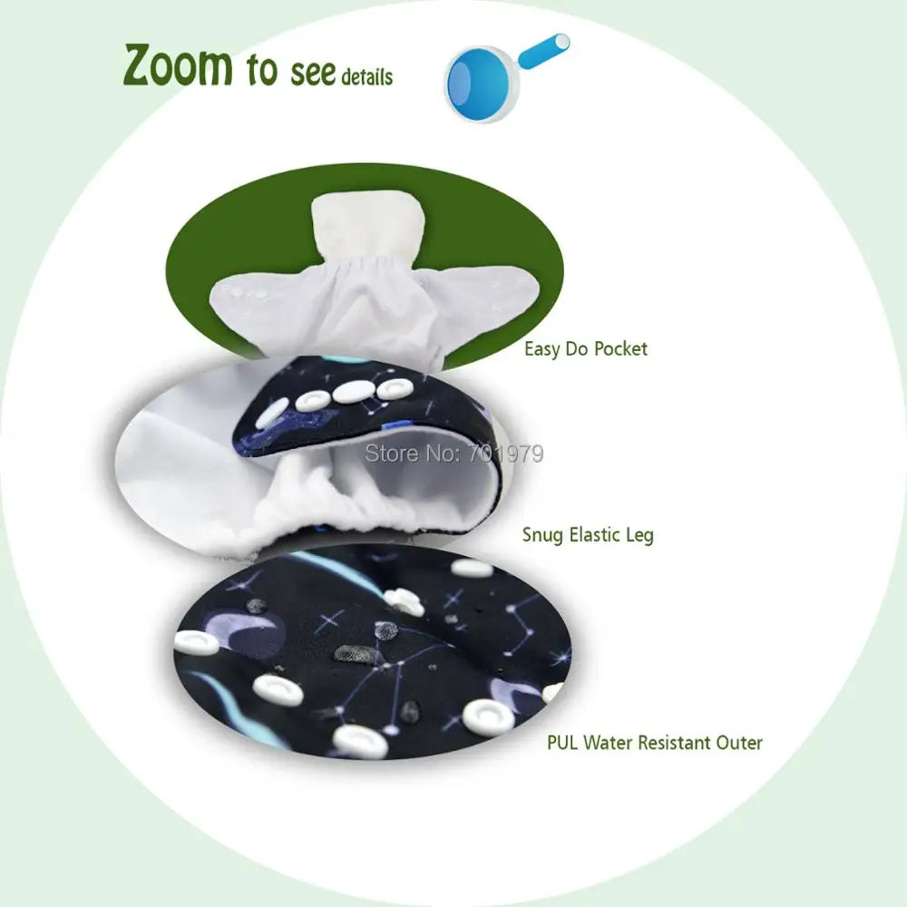 Washable Baby Nappy Eco-friendly With Microfiber Insert