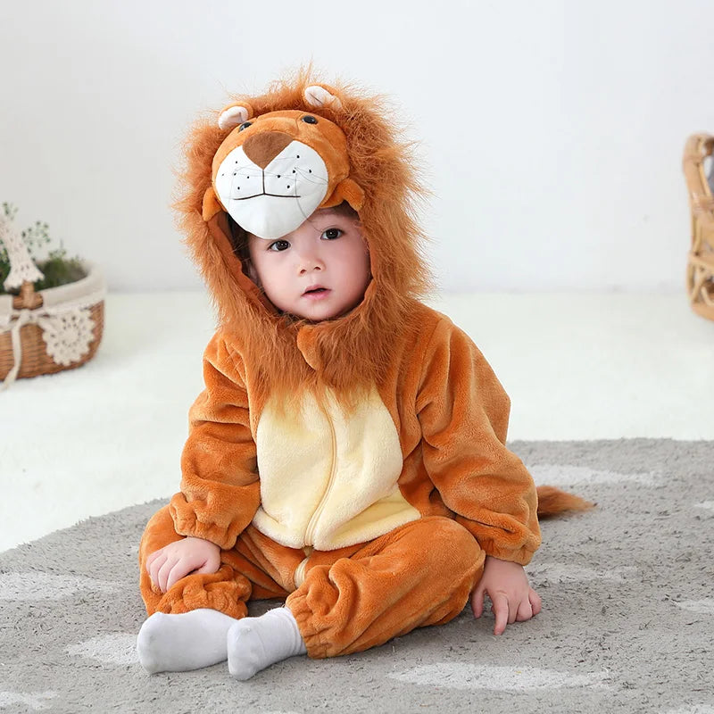 Baby Lion Onesie Flannel Costume (Age Newborn-36M) Brown