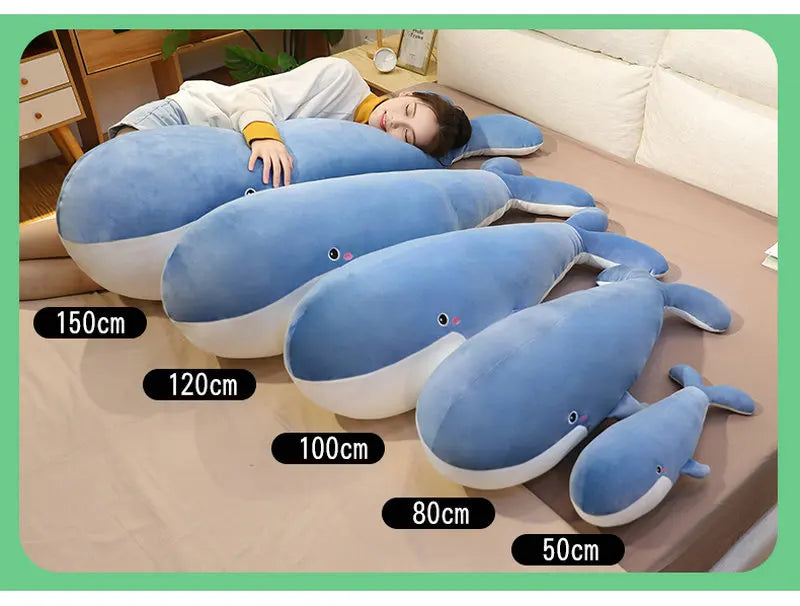 Large Plush Whale Pillow Stuffed Toy - 120cm
