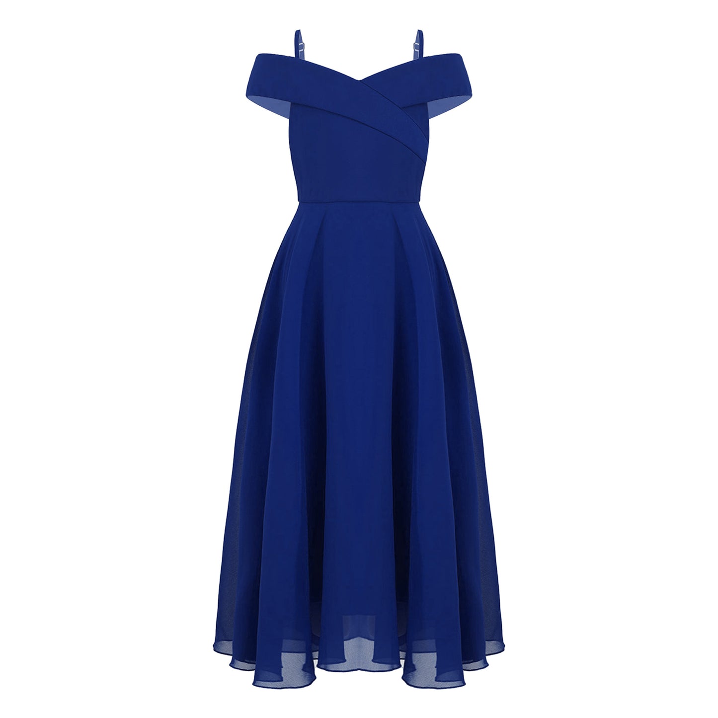 Girls Chiffon Off-the-Shoulder Adjustable A-Line Dress (Age 4-16 YRS)