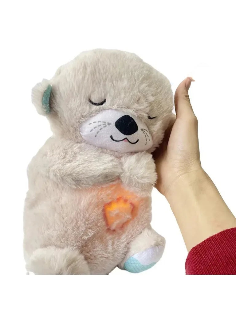 Baby Plush Breathing Bear Soothing Sleep Playmate Otter Toy Gray